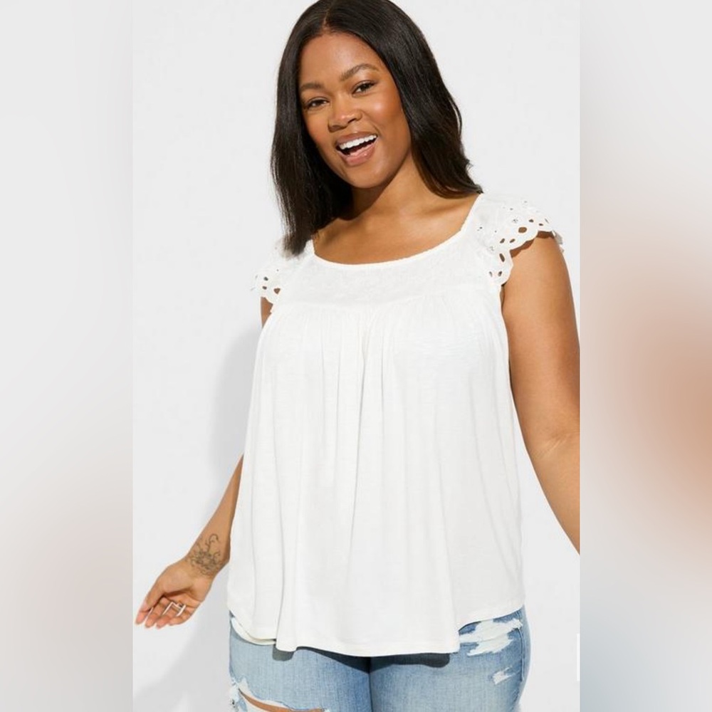 Torrid Knit Square Neck Eyelet Top